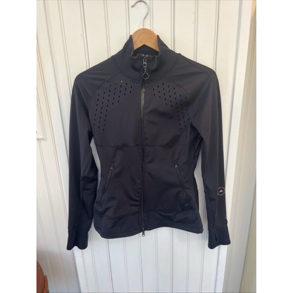 Adidas by Stella McCartney Black Perforated Double ZipTrack Workout Jacket